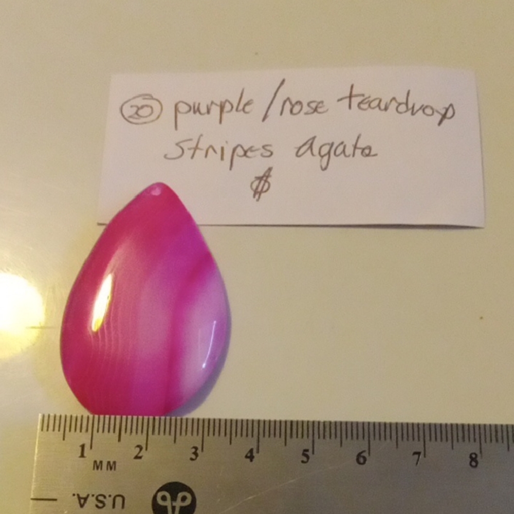 Pink Teardrop Stone Agate Pendant